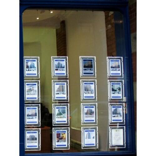 Protrait A4 Cable Window Display Double Sided Acrylic Led Display for Real Estate Agency