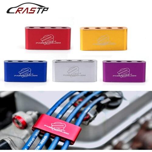 RASTP-Aluminium Alloy Spark Plug Electrical Wire Clamp Separator Line Ignition Cable Clip for Car Decoration JDM Style RS-HR006