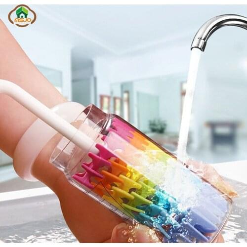 MSJO Bottle Cleaner Kitchen Scrubber Feeding Milk Kids Cleaning Tool Wash Removable Kitchen Silicone Baby Bottles Cleaning Brush