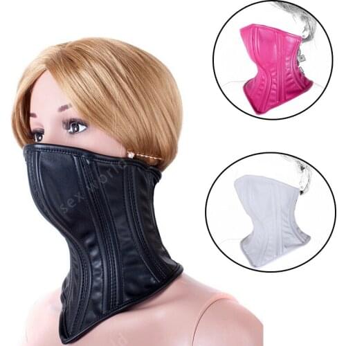 SM PU Leather Cover Mouth Collar Neck Bondage Restraints For Sex Slave Adjustable Straps Buckle Belt BDSM Cosplay Sex Toys