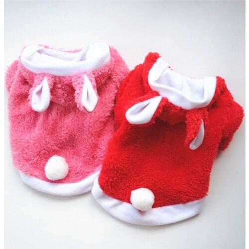 AHUAPET Yorkies Clothes Pug Dog Clothes Pomeranian Pet Products For Mascotas Costume Hoodies Cute Rabbit Cat Fleece Warm Outfit