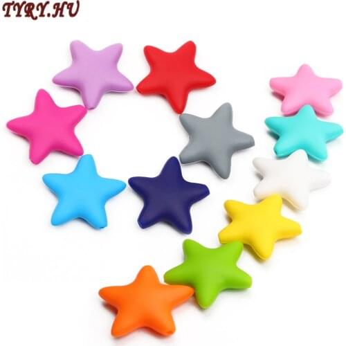 TYRY.HU 10 pieces Star Silicone Beads Baby Teething Loose Beads teether Food Grade Teether Beads Baby DIY Pacifier Chain