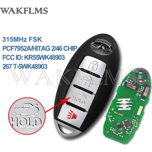 Smart Car Remote Key 315Mhz For Infiniti G25 G35 G37 Q60 2007 2008 2011 2009 2012 2013 with PCF7952A Chip KR55WK48903