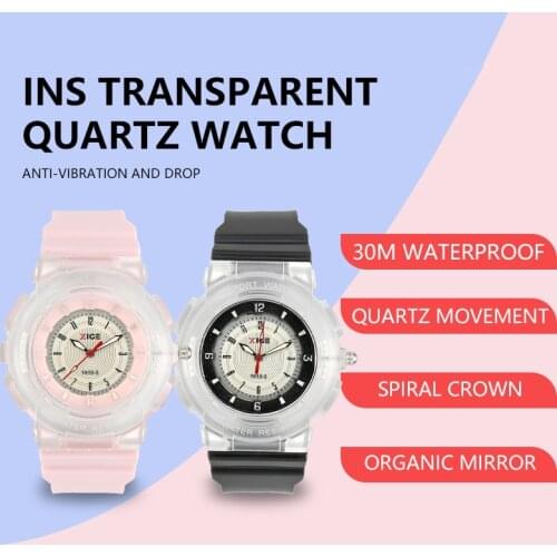 UTHAI BK54 Fashion Korean Version Of Simple Harajuku Style Couple Waterproof Sports Ins Transparent Quartz Watch