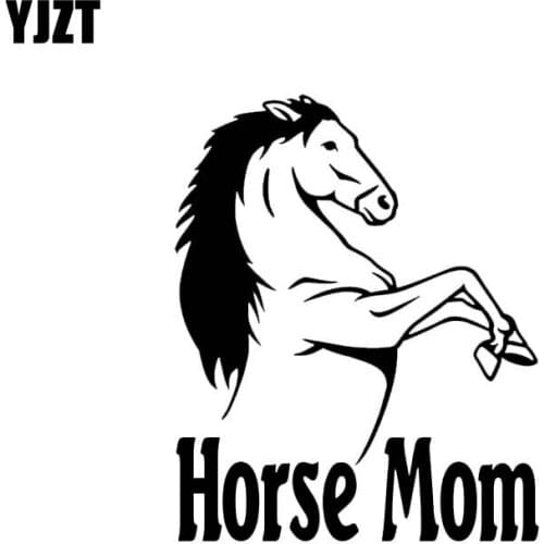YJZT 13cm*16cm HORSE MOM Fashion High Quality Car Sticker Decal Accessories Black Silver Vinyl C11-0277