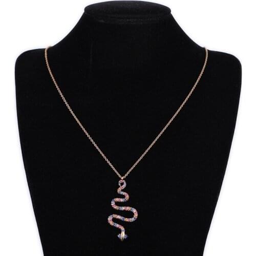 Winding snake shape inlaid with full of diamonds fun sparkling clavicle chain