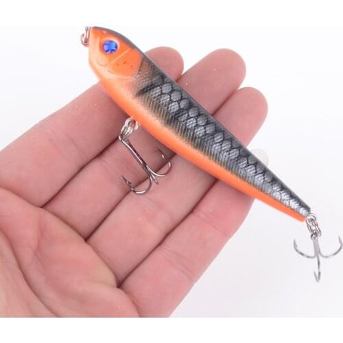 1Pcs Top Water Popper Fishing Lure Pencil Bait 8.5cm 10g Bass Pike Minnow Pesca Crankbait Artificial 3D Eyes Plastic Wobblers