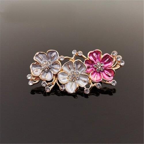 10 PCS 27*59mm Fashion Metal Alloy KC Gold Color Rhinestone Drops Of Glaze Flowers Connectors Charm For Jewelry Making