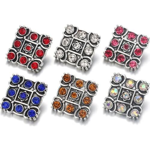 10pcs/lot Hot Sale Trendy Square 18mm Snap Button Jewelry Ginger Snaps Fit Button Snap Bracelets Bangles Necklace Jewelry 7969