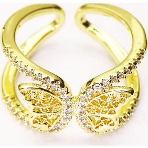 10 Pcs New design Butterfly rings Zircon rings Open rings jewelry Rings jewelry rings Gold color rings women Rings 51346