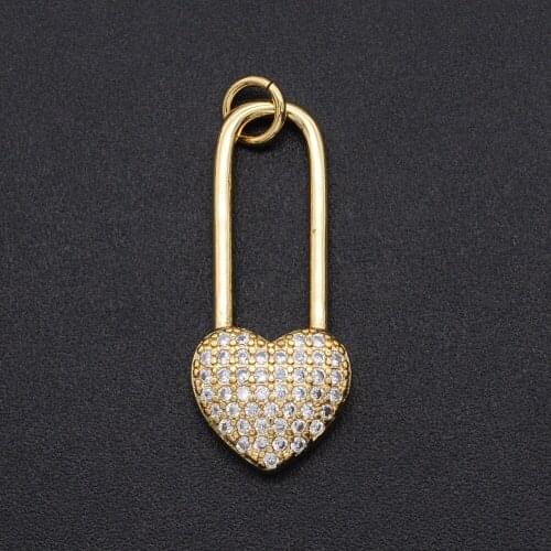 11x26mm 100% CZ Zircon DIY Jewelry heart lock Charm Pendant Wholesale Jewellery Accessories Top Quality