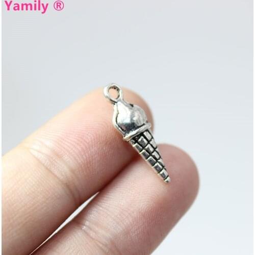 30pcs-- Ice cream cone Charm 21x7mm Antique Silver tone ice cream charms pendant for jewelry making