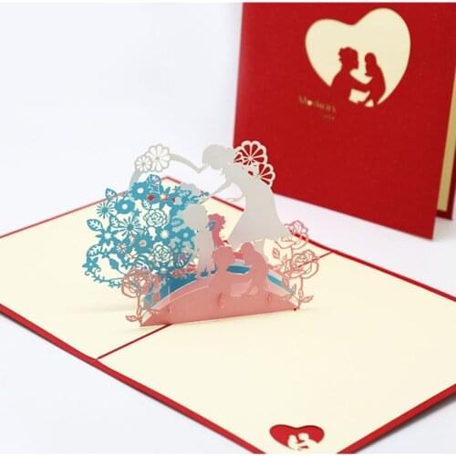 3D Pop Up Greeting Cards Love Mum carnation beautiful flower for wife mother birthday most memorable for Mum