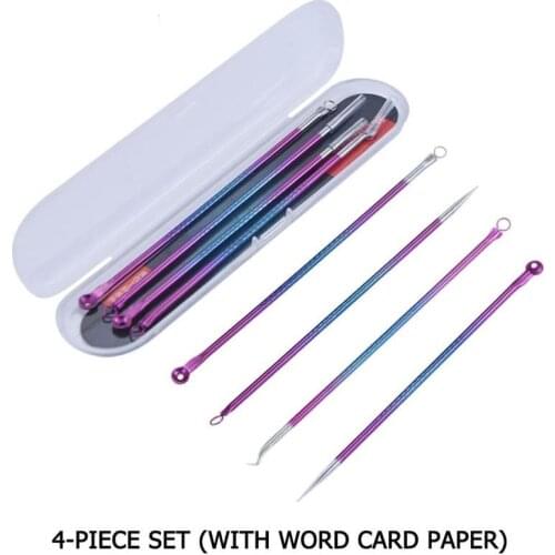 4pcs/set Steel Blackhead Comedone Kit Acne Pimple Blemish Extractor Vacuum Blackhead Remover Dots Cleaner Tools