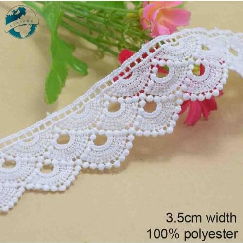 5yards 3.5cm white polyester embroidery lace french lace ribbon fabric guipure diy trims warp knitting sewing Accessories#3703