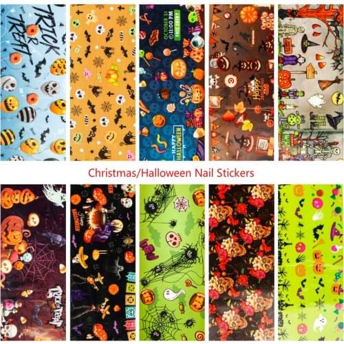 9 Style Halloween Nail Sticker Christmas DIY Starry Sky Nail Decal Holographic 3D Foil Nail Art Transfer Decoration For Manicure