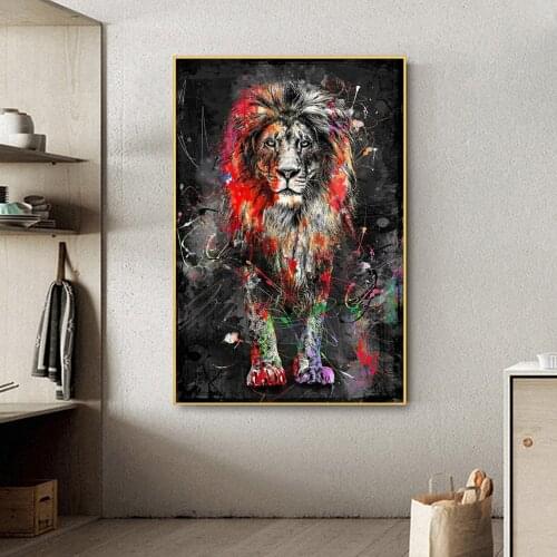Abstract Lion Canvas Art Posters and Prints Graffiti Art Animals Paintings on the Wall Art Pictures For Living Room Cuadro Decor