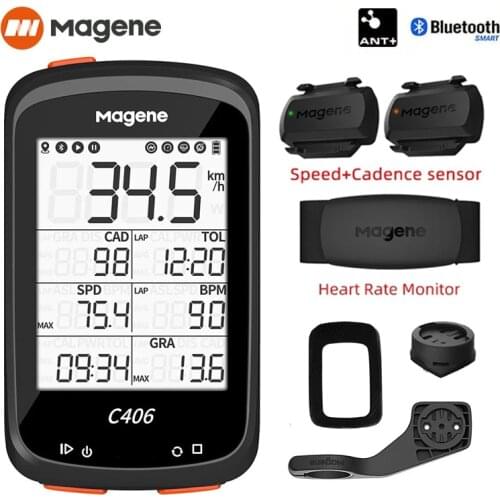MAGENE C406 Bicycle Speedometer Wireless Cycling Computer Bluetooth Heart Rate Belt Cadence Sensor Ant XOSS G+ GPS Bike Odometer