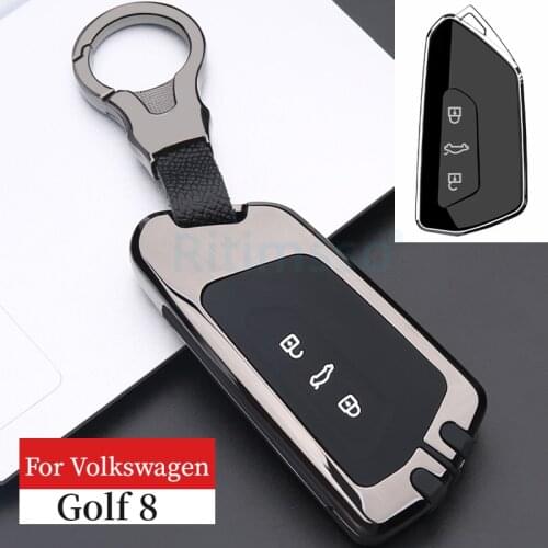 Car Key Case Cover for VW Volkswagen Golf 8 Mk8 2020 Skoda Octavia 3 Buttons Smart Keyless Remote Control Cases Keychain Holder