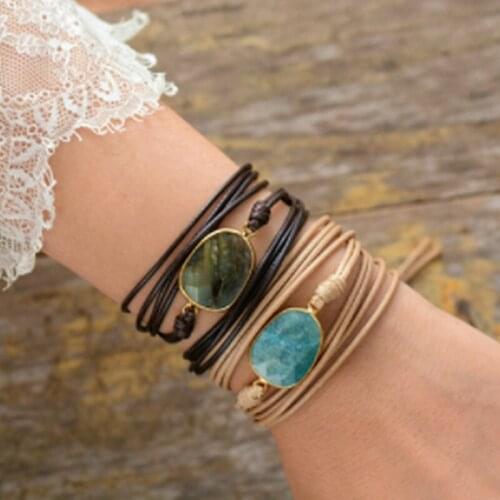 High End Wrap Bracelet Natural Stones Amazonite Boho Long Friendship Bracelet Statement Bracelets Women Gifts Dropshipping 2020