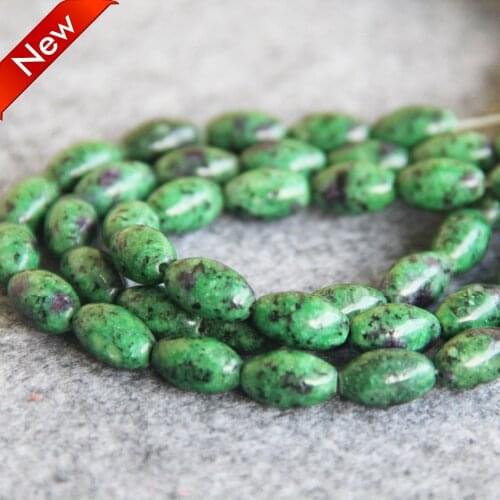 For Necklace 7x12mm Accessory Green Chalcedony Zoisite Round Loose Beads Rice DIY Women Girl Gifts Jewelry Making Fitting Female