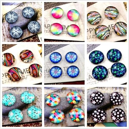 Hot Sale 20pcs/lot 9 Types 12mm Handmade Photo Glass Cabochons