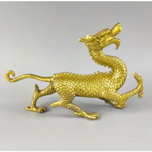 Exquisite Collectible Home Decoration Old-style Brass Lifelike Divine Beast Dragon in Ancient Chinese Mythology Noble Statue