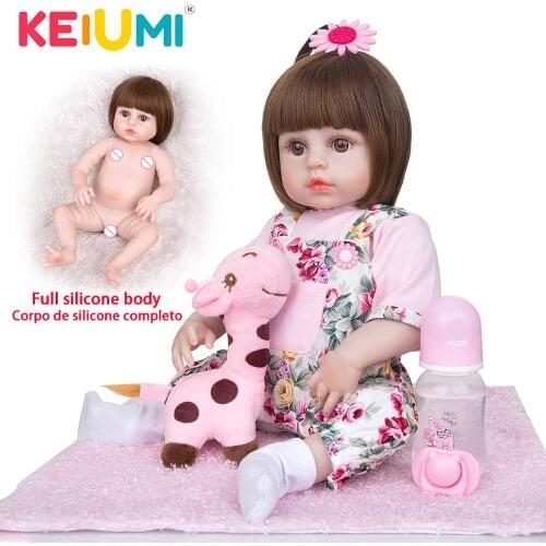 KEIUMI 19 InchLovely Reborn Baby Dolls Full Silicone Short Hair Reborn Baby Doll Toys For Birthday Gifts For Children And Lovers