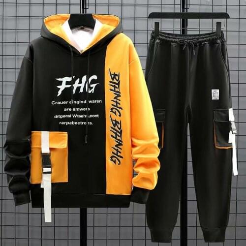 Fashion Mens Sets Japan Style Trend Pullover Hoodies Men+Casual Harajuku Streetwear Sweatpants Spring Autumn Men Clothing Sets