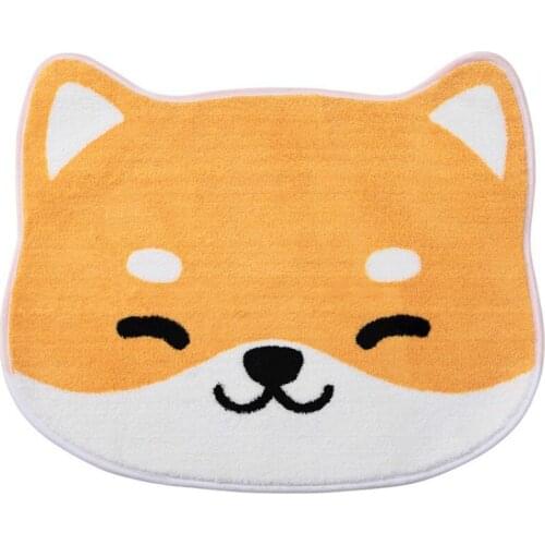 Household Comfort Carpet Cartoon Pattern Bathroom Non-Slip Mat Kitchen Absorbent Pad Shiba Inu Yellow Flocking MJ72113