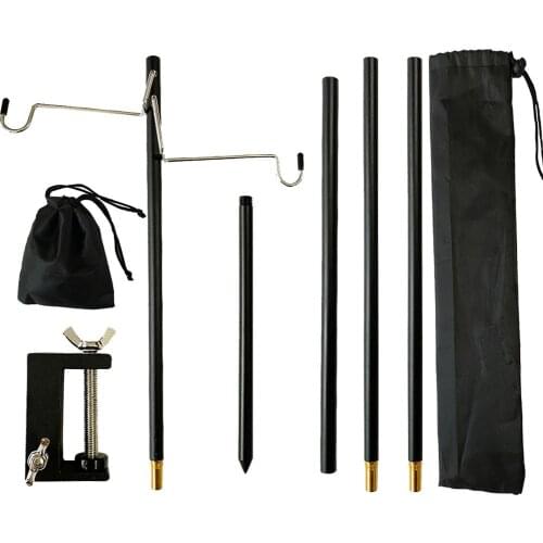 Aluminum Alloy Outdoor Camping Lamp Bracket Portable Storage Hook Tent Table Hanging Light Holder Fixing Stand Set For Dropship