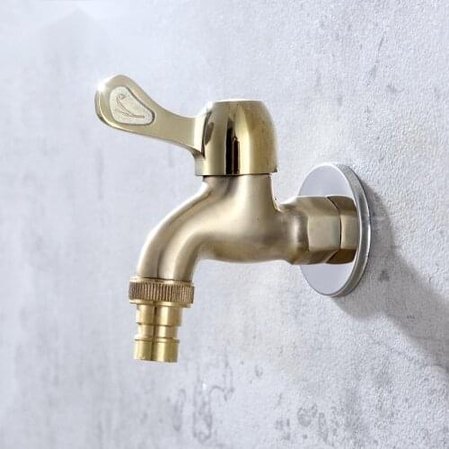 G1/2" Single Cold Quick Opening Brass Spool Take Over Faucet With Spout Brass Single Handle Kitchen Wall-mounted Laundry Faucet