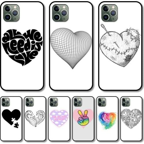 Lovely heart shape Phone Case cover For iphone 12 pro max 11 8 7 6 s XR PLUS X XS SE 2020 mini black cell shell
