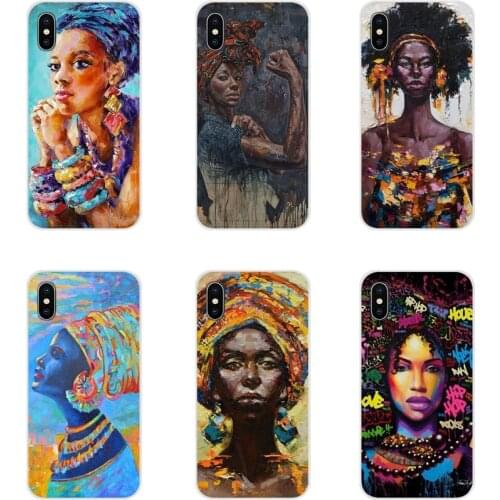 Mobile Phone Cases Covers African Woman Portrait painting For Samsung Galaxy S4 S5 MINI S6 S7 edge S8 S9 S10 Plus Note 3 4 5 8 9