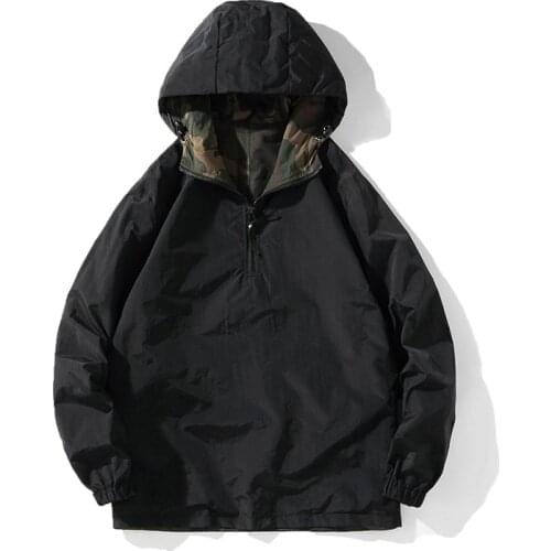 Fashions Sweatshirt Harajuku Clothes Wear On Both Sides Black Hoodies Streetwear Military Camouflage Jacket Men Korean Style