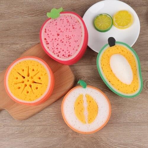 Fashion Washing Dish Towel Fruit Shape Rags Thicken Scouring Pad Sponge Cloth Scouring Kitchen Practical Cleaning Dishcloths