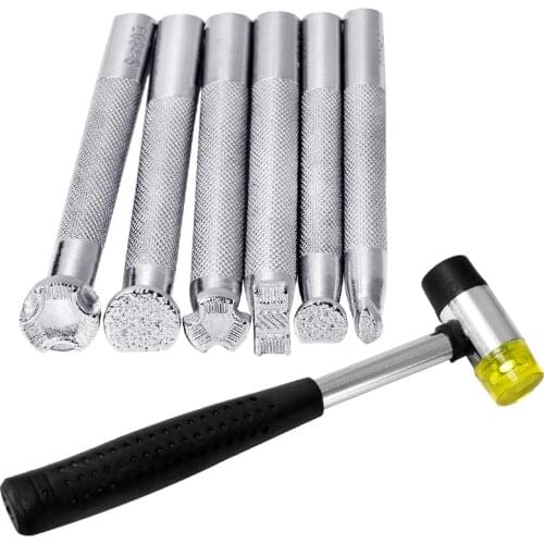 KAOBUY 7pcs Leather Printing Tools Leather Stamper Set Leather Carving Hand Working Leather Punching Tools For Leather Craft