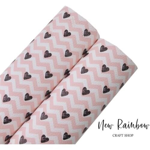 New Rainbow 22x30cm/A4 Sweet Pink Waves Heart Faux Leather Sheets for Making Babys Bows, Earrings, Toys, Covers,DIY Crafts