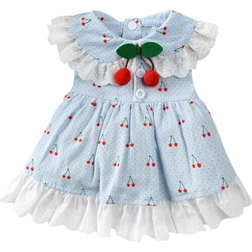 Small Dog Pets Clothes Summer Dog Dress Cute Cherry Puppy Skirt Tutu Yorkshire Bichon Poodle Pomeranian Schnauzer Pet Clothing