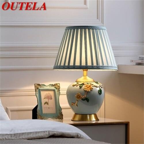 OUTELA Contemporary Table Lamp Brass Creative Ceramic LED Desk Light Decorative for Home