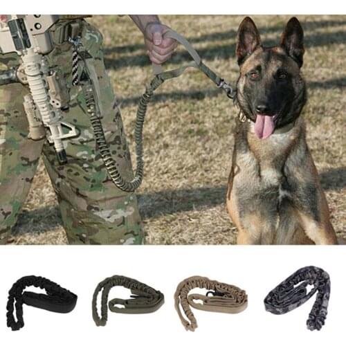 Solid Color Dog Leashes 1000D Nylon Tactical Military Police Dog Training Leash Elastic Pet Collars Multicolor