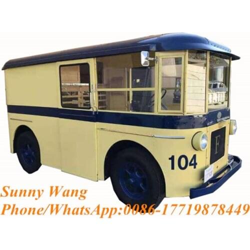 Retro Outdoor Electric Food Truck Mobile Snack Fast Cart Truck Trailer Ice Cream Cart Street Fast Vending Car