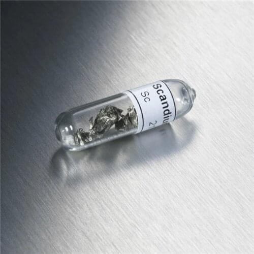 Scandium Sc 4N High Purity 99.99% Beautiful Shiny Distilled Crystals 1 Gram In Glass Ampoule