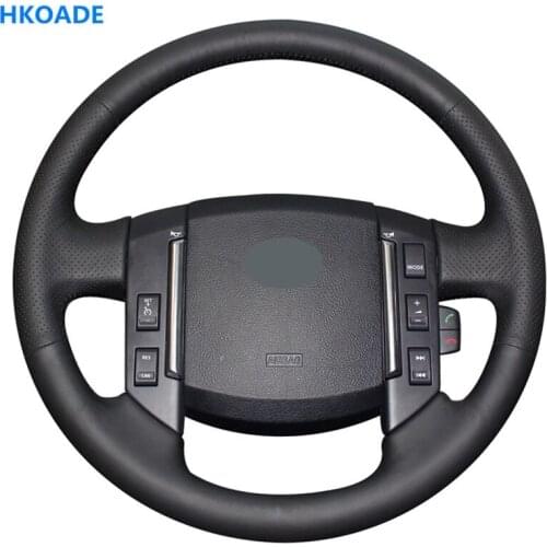 HKOADE Hand-stitched Black Non-slip Hige Soft Artificial Leather Car Steering Wheel Cover for Land Rover Freelander 2 2007-2012