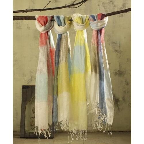 100% Linen Plaid Women Winter Scarf 2020 High Quality Hijab Fashion Foulard Shawls Scarves 65x190cm