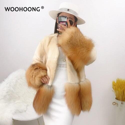 2020 New Winter Coat Natural Mink Fur Red Fox Fur Coat Short Section Warm Thickening Fashion Luxury Slim Real Fur Coat Women