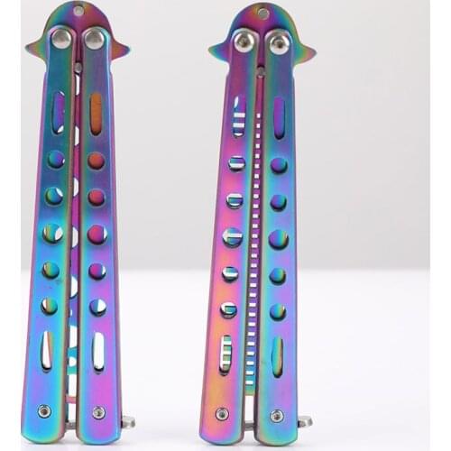 Foldable Comb Stainless Steel Practice Training Butterfly Knife Comb Beard Moustache Brushes Hairdressing Styling Tool