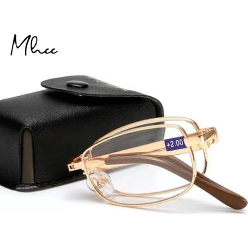 Collapsible Reading Glasses for Men Women Collapsible Metal Lenses for Farsightedness Diopter + 1,0, 1,5, 2,0, 2,5, 3,0 3,5 4,0