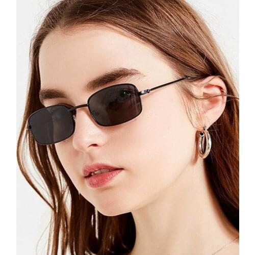 Small Square Sunglasses for Women Men Retro Red Sun Glasses Transparent Clear Lens Glasses Metal Frame Shades Eyewear UV400