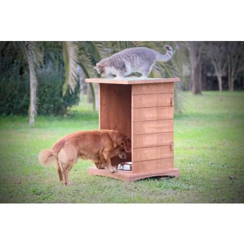 Mandu Wood Mama Station, Pet Cat Dog Food Bowl, Pet Supplies, Cat, dog Bowl Stand, Wooden Mama Stand